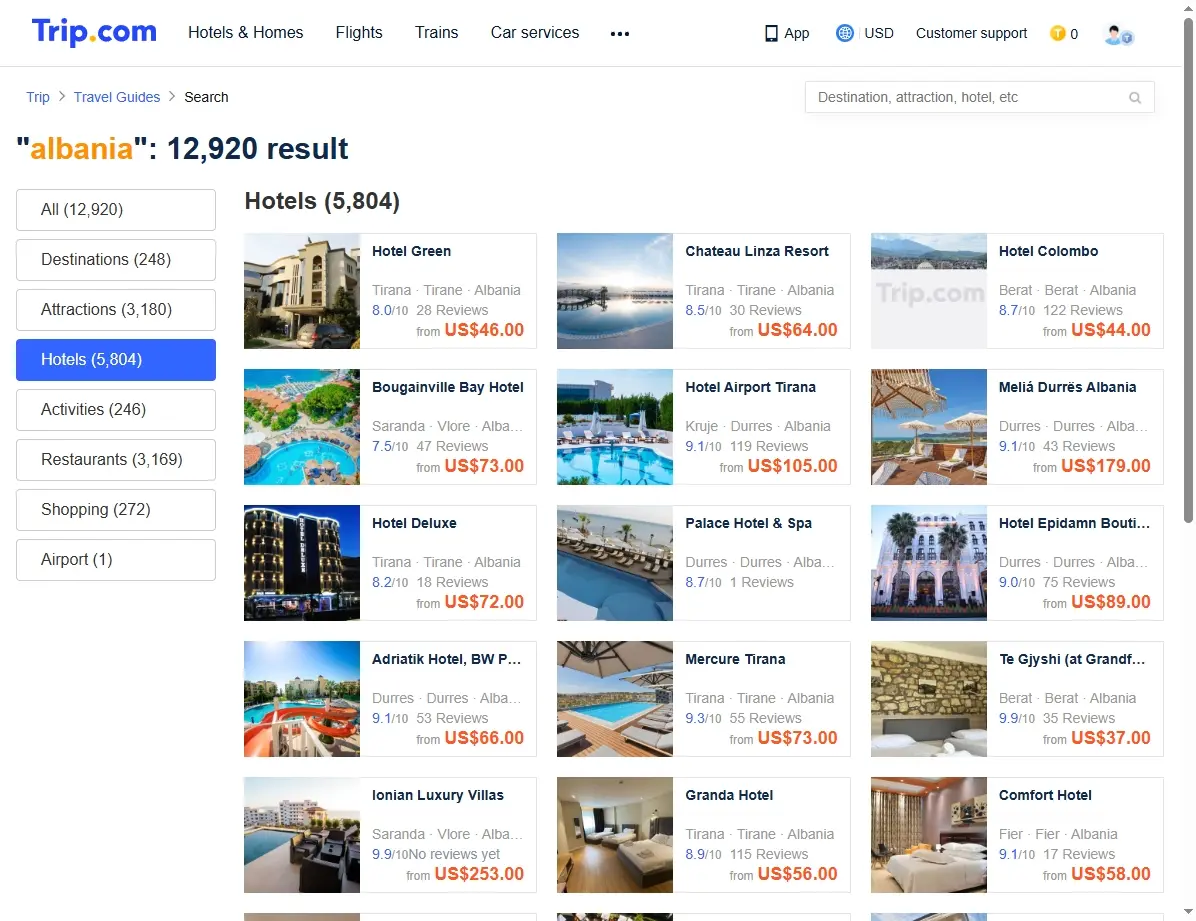 Ofertas de hoteles en Albania