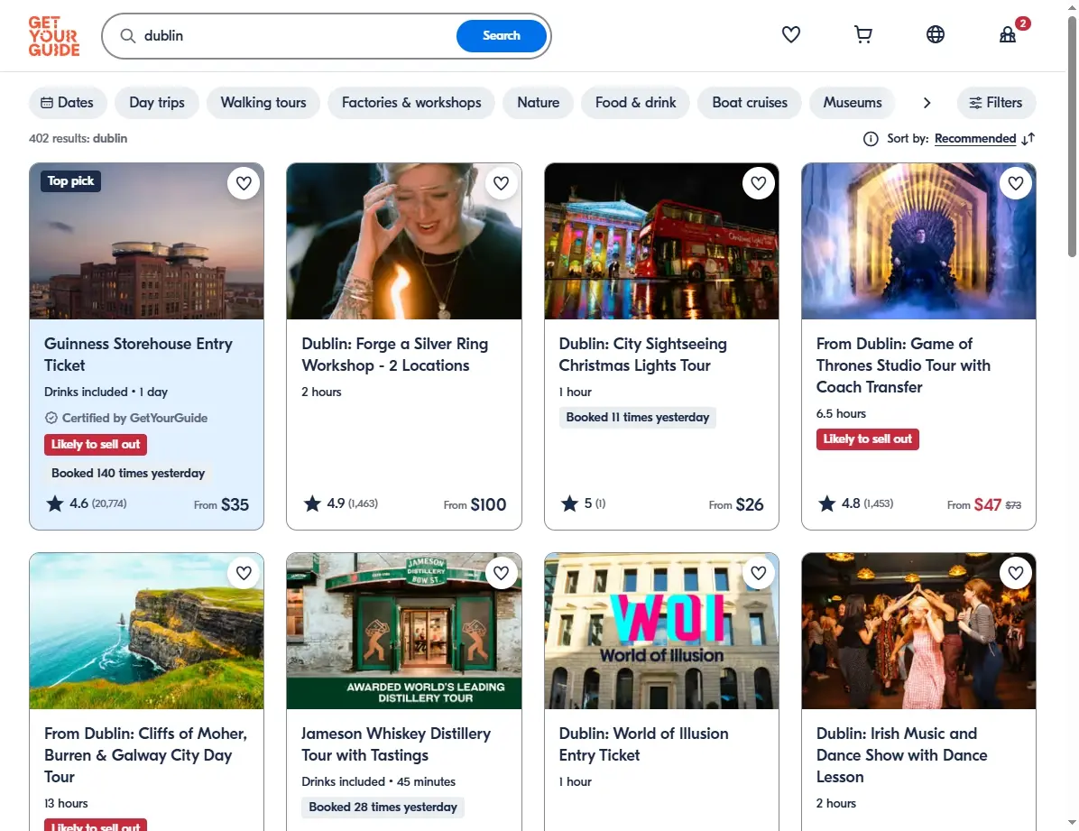 Tours y actividades en Dublín