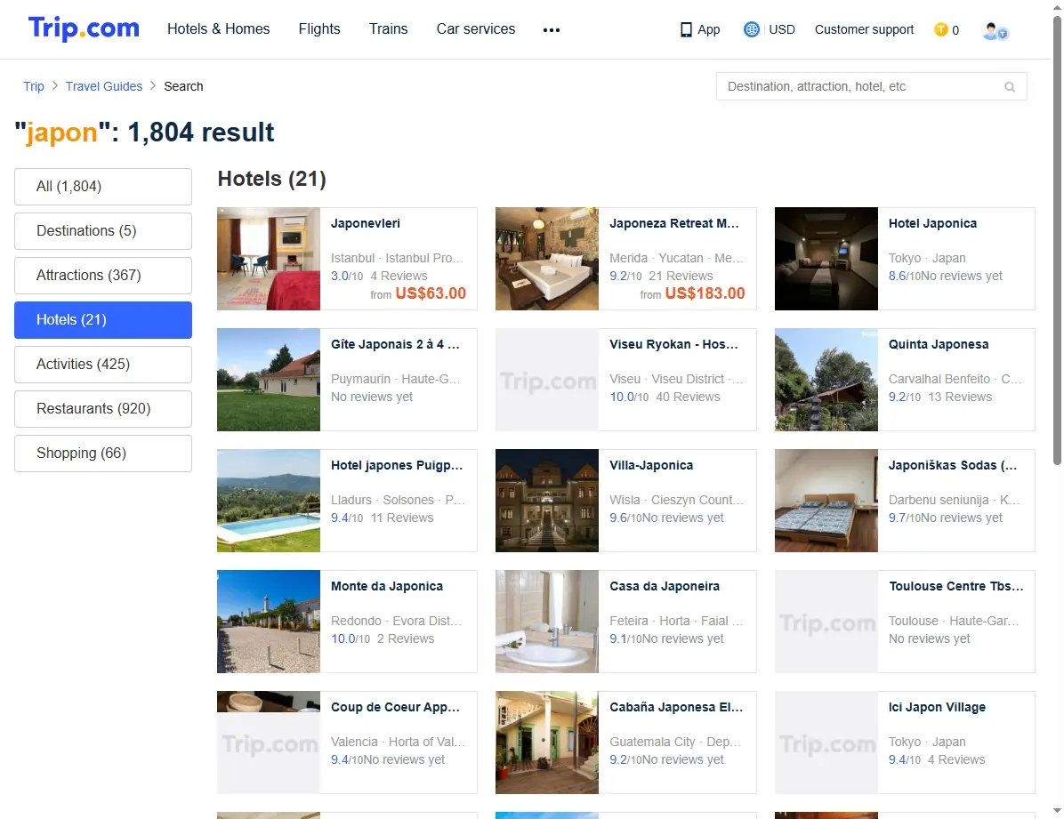 Ofertas de hoteles y alojamiento en Japón