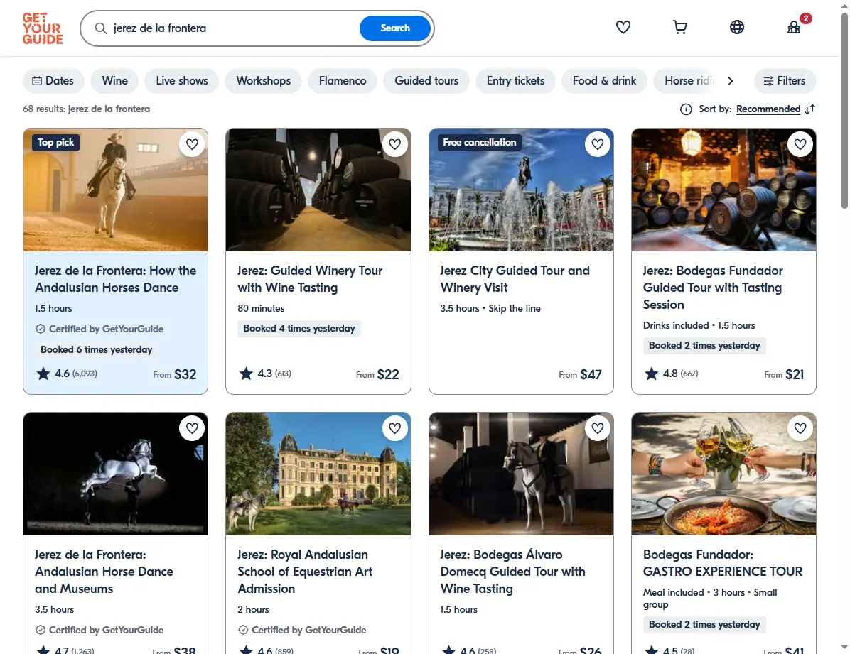 Actividades y tours en Jerez de la Frontera