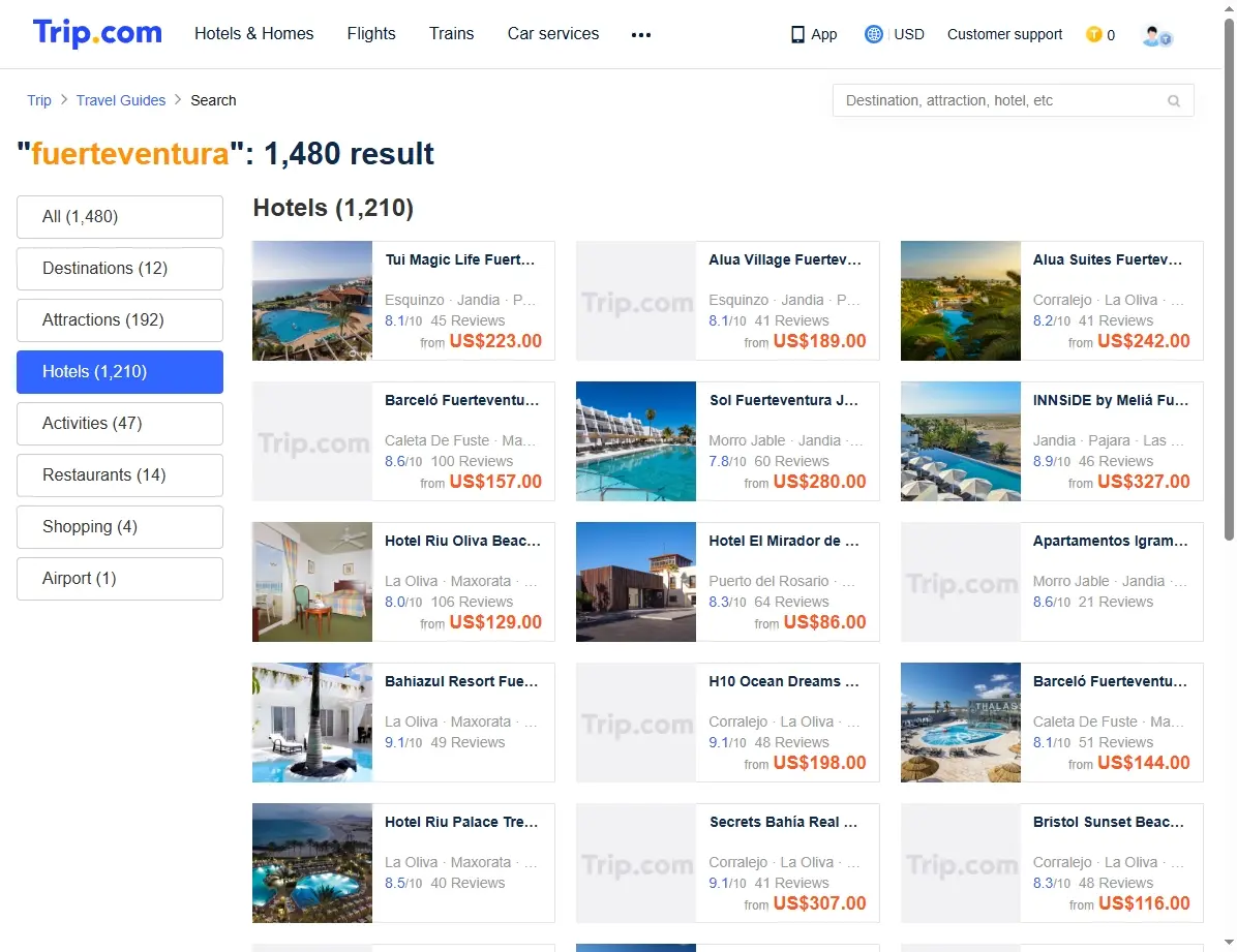 Ofertas de hoteles en Fuerteventura en una web de reservas
