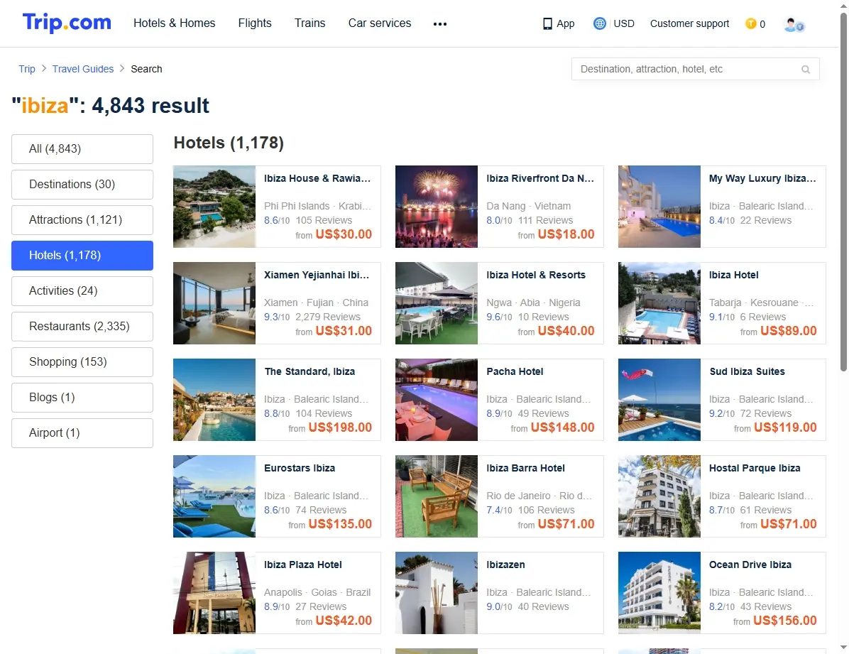 Ofertas de hoteles en Ibiza, vista de la piscina de un resort al atardecer