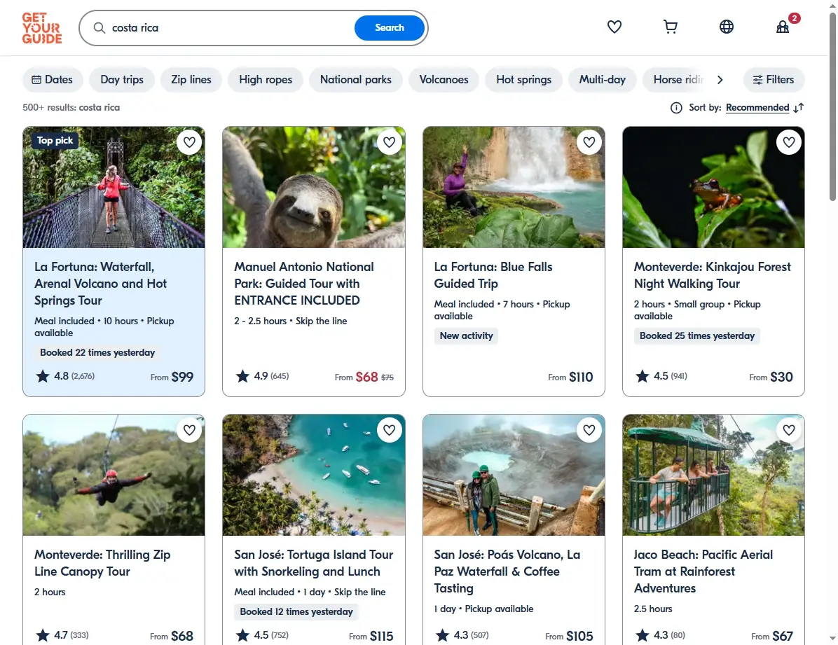 Actividades y Tours en Costa Rica