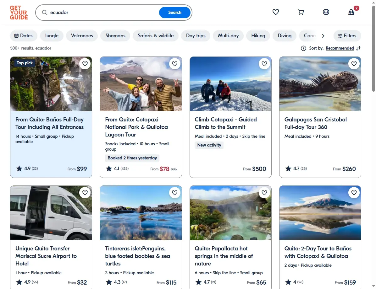 Tours y Actividades en Ecuador