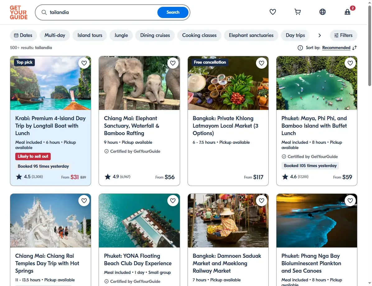 Tours y Actividades en Tailandia