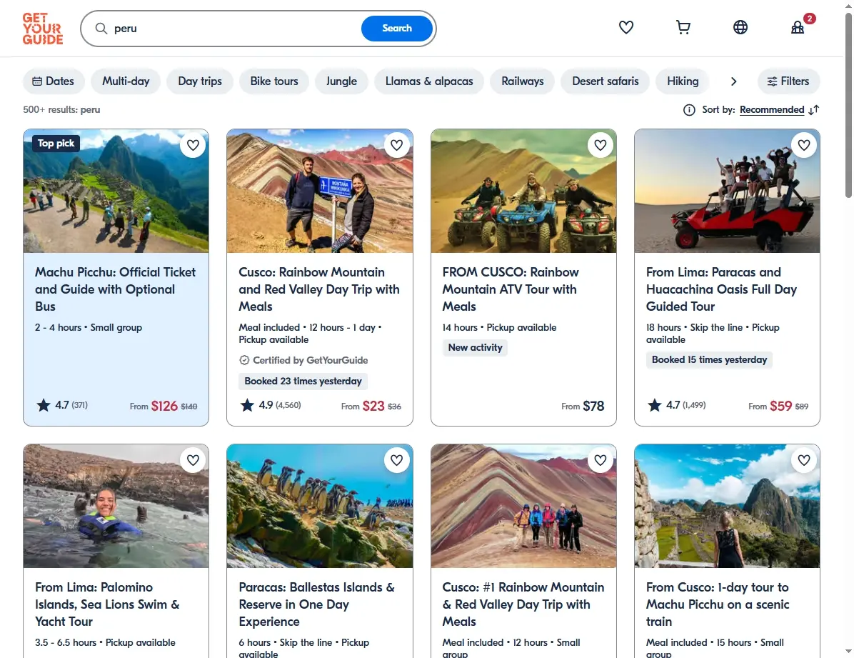 Tours y Actividades en Perú