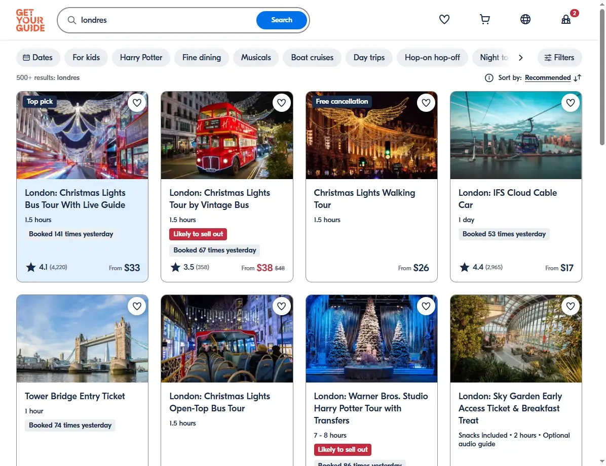 Ofertas de actividades y tours en Londres.