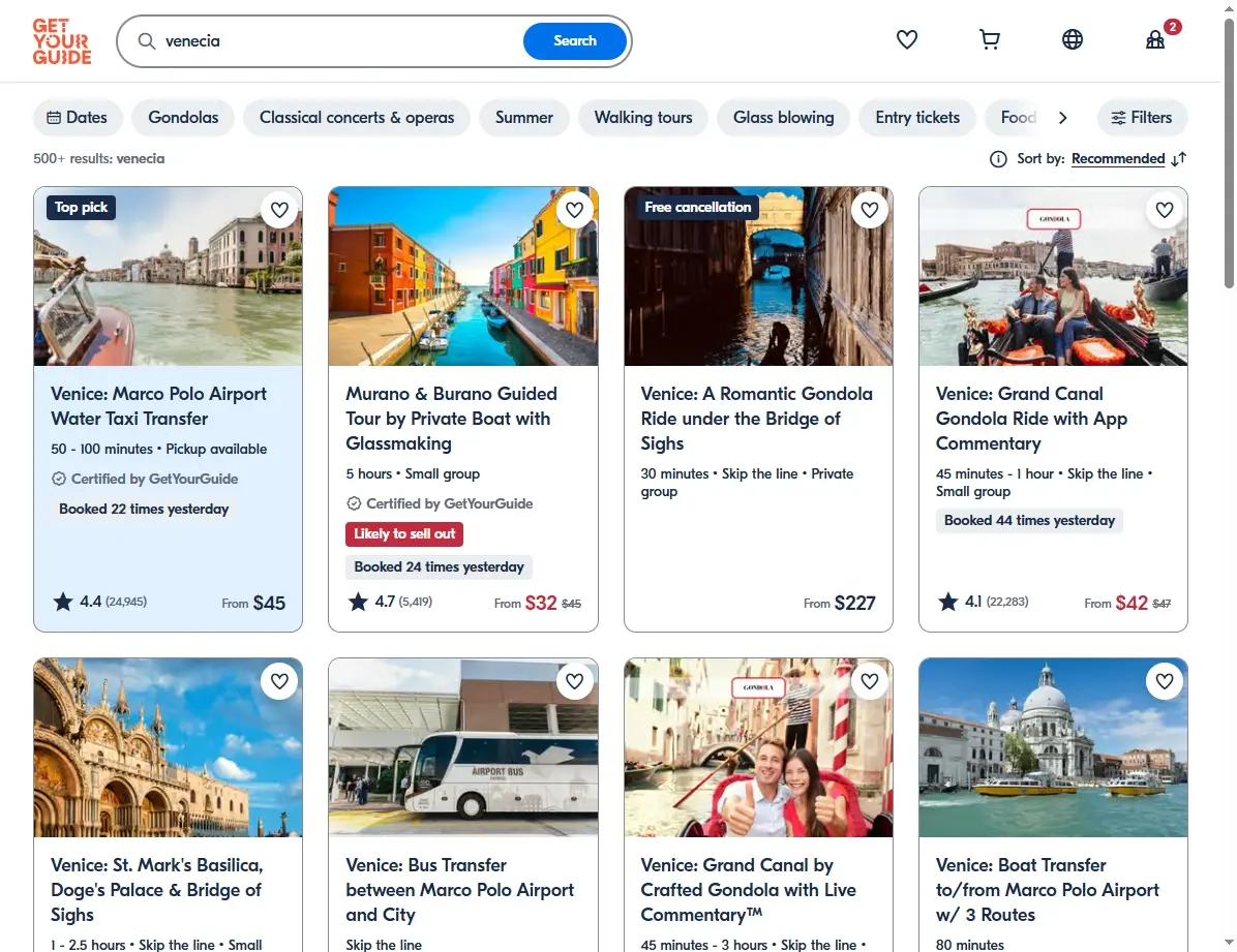 Actividades y tours en Venecia