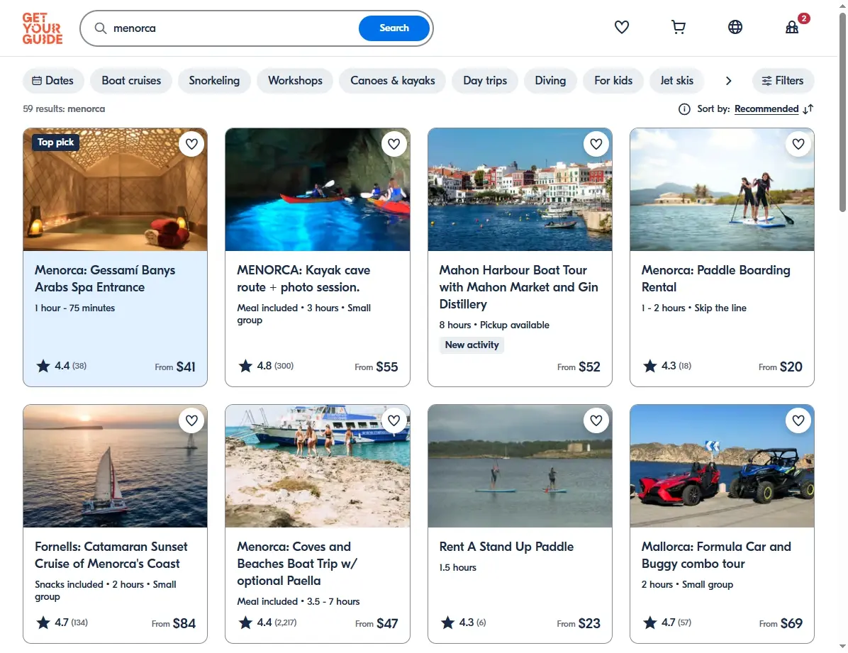 Actividades y Excursiones en Menorca