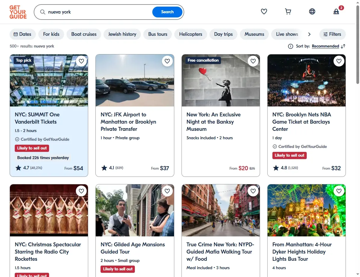 Actividades y tours en Nueva York en GetYourGuide