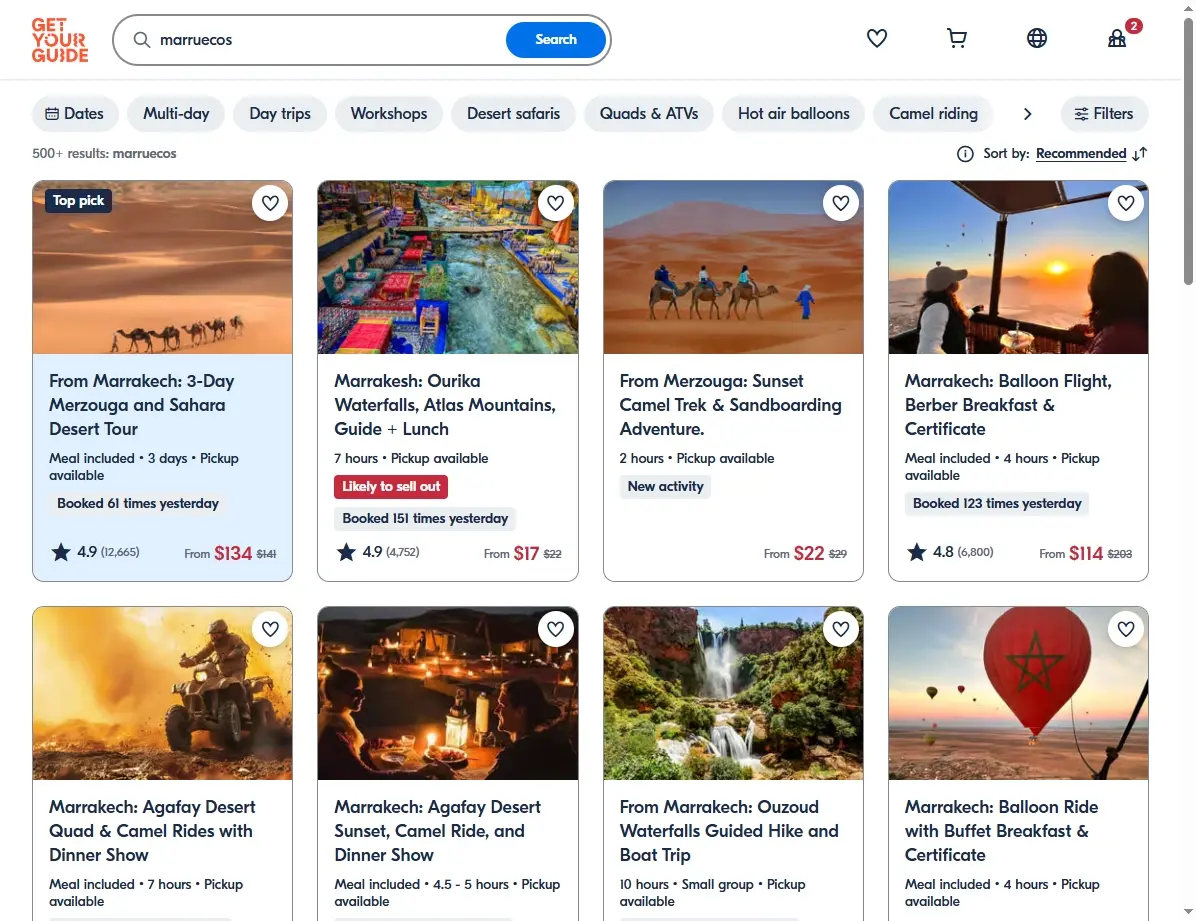 Actividades y tours en Marruecos de GetYourGuide