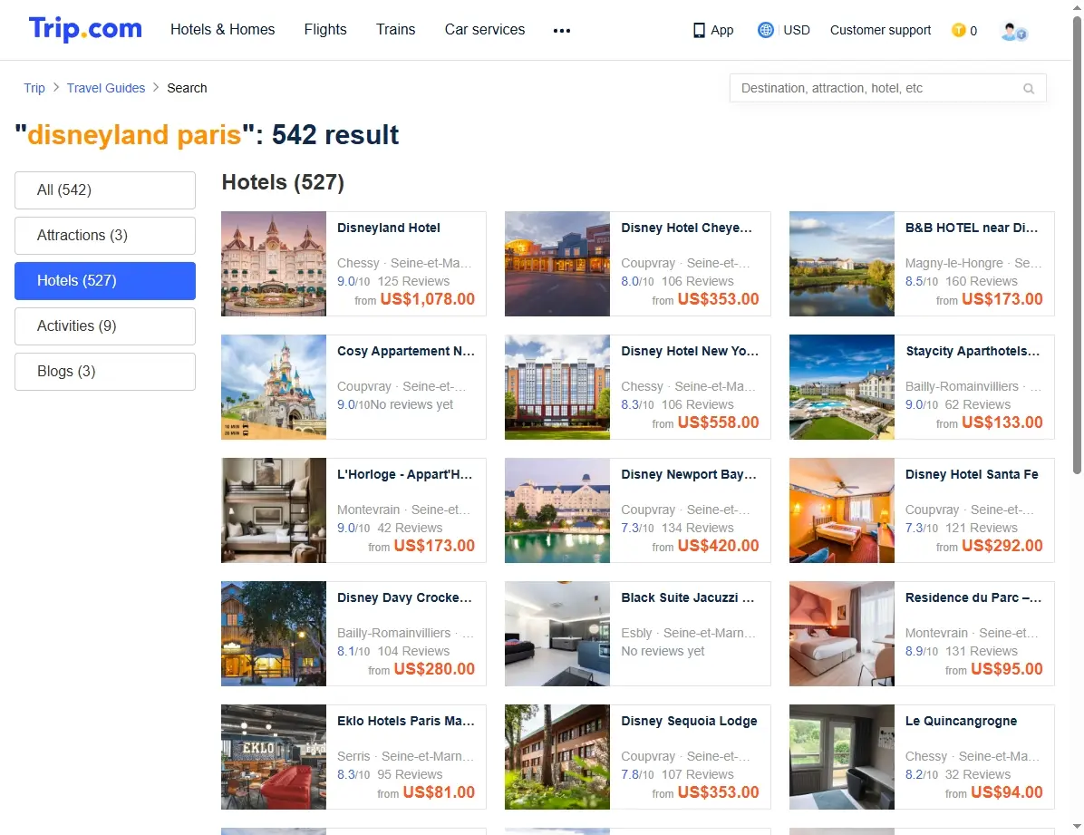 Plataforma de Reservas de Hoteles para Disneyland París
