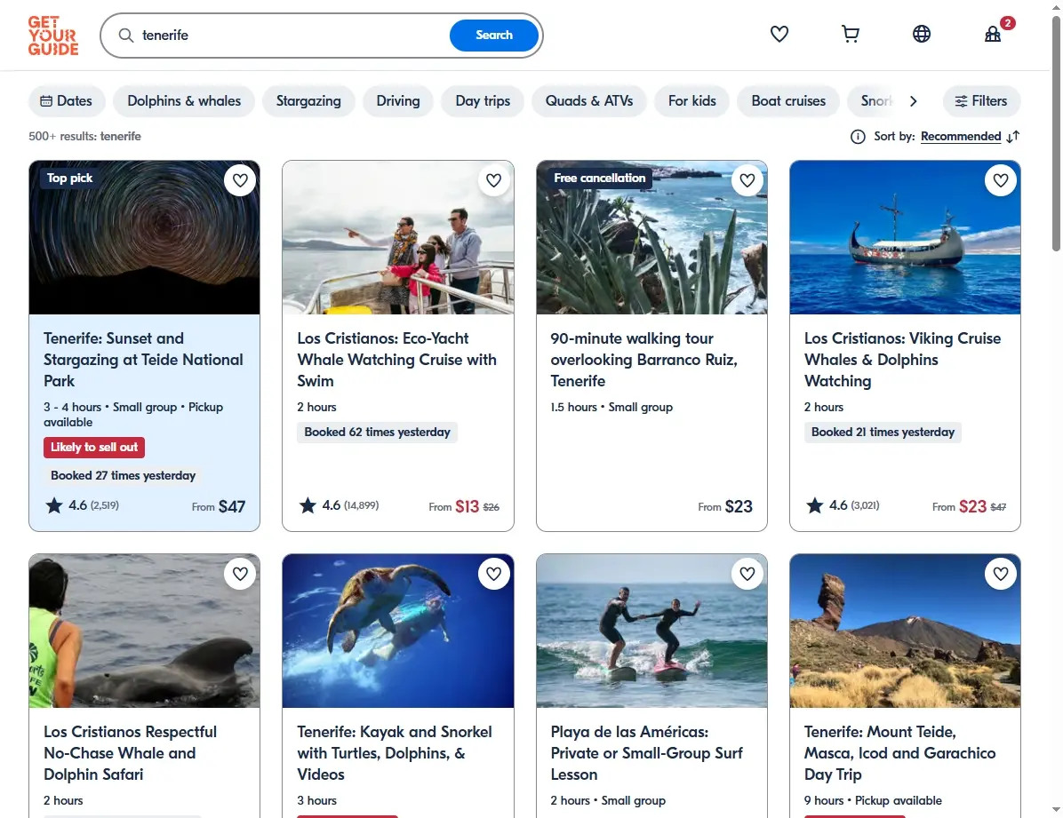 Actividades y Excursiones en Tenerife y otros destinos