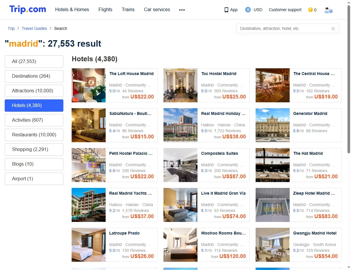 Ofertas de hoteles en Madrid con Trip.com