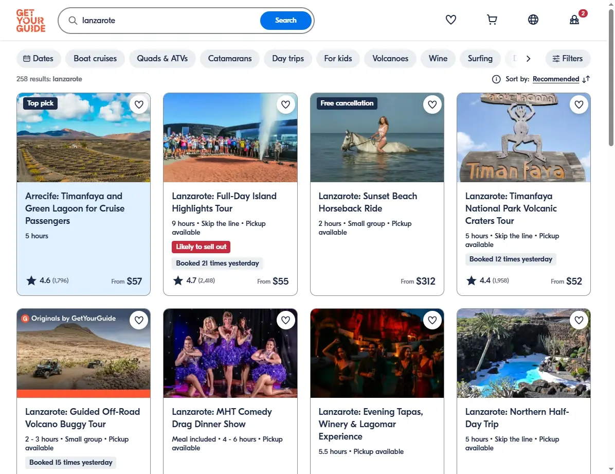 Actividades y excursiones disponibles en Lanzarote