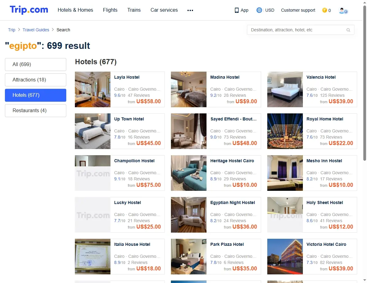 Hoteles de lujo y económicos en El Cairo