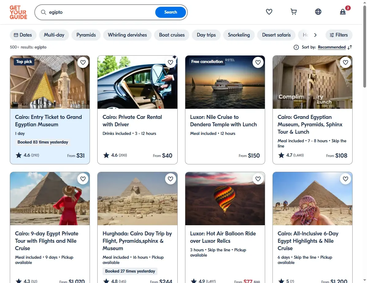 Tours y actividades en Luxor y El Cairo