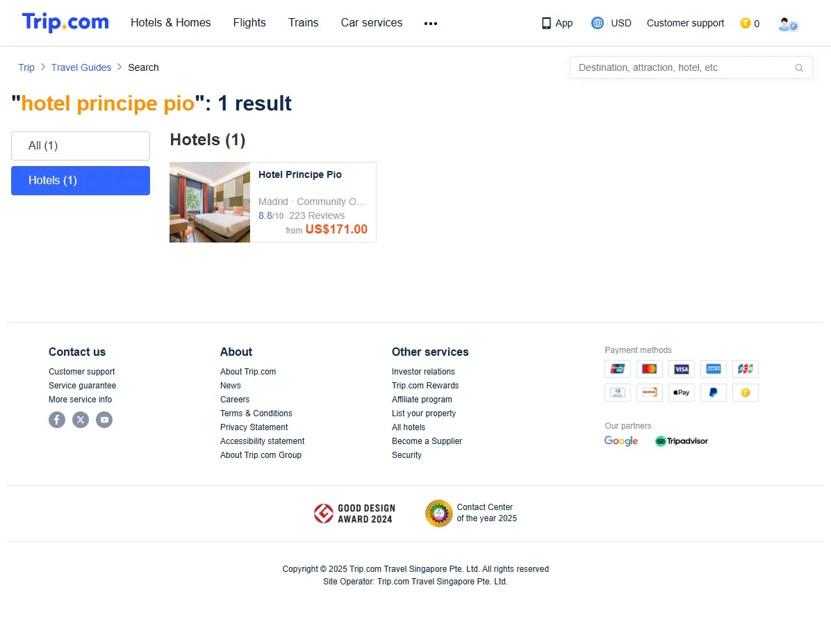 Captura de pantalla mostrando ofertas especiales de hoteles.