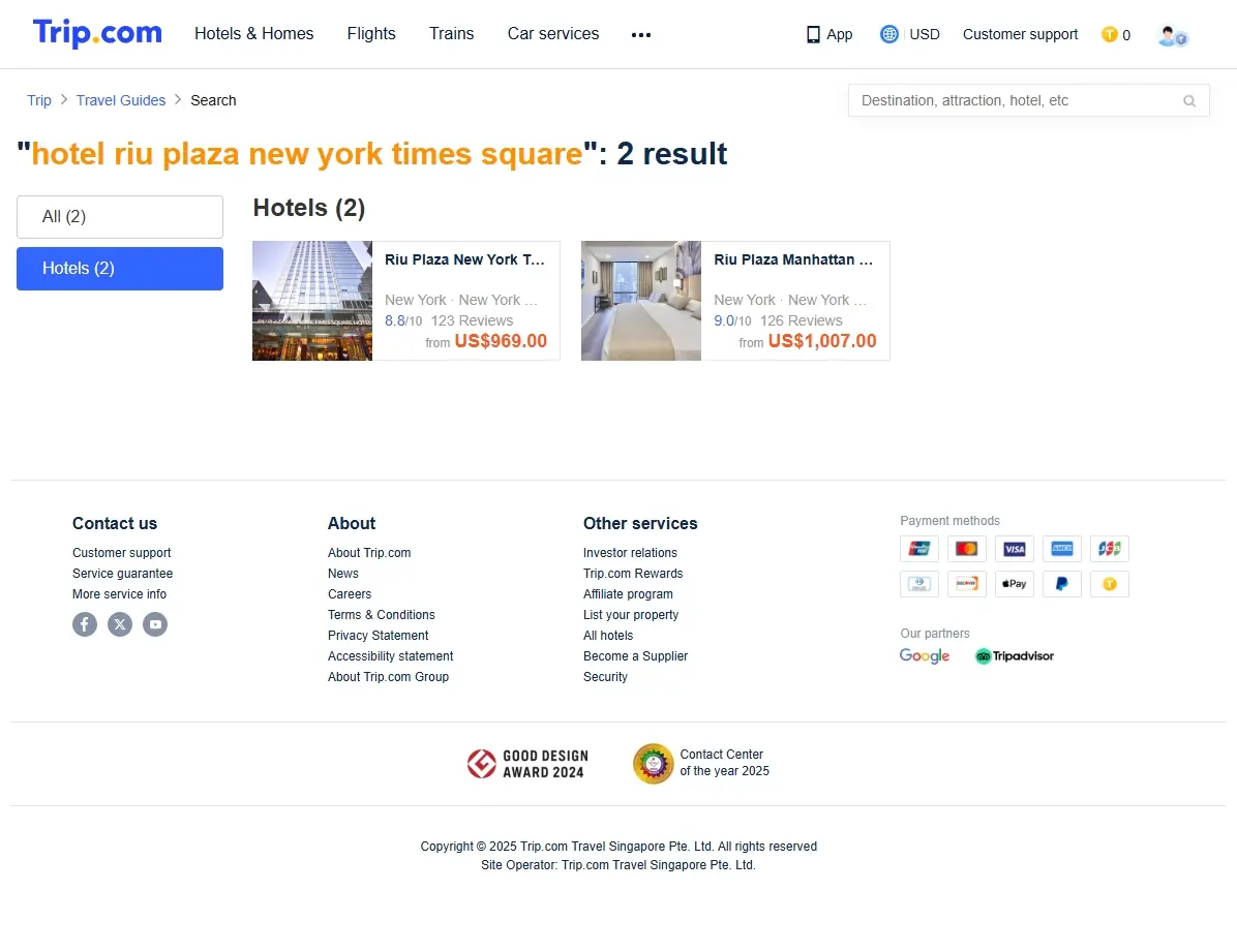 Ofertas especiales para el Hotel Riu Plaza New York Times Square