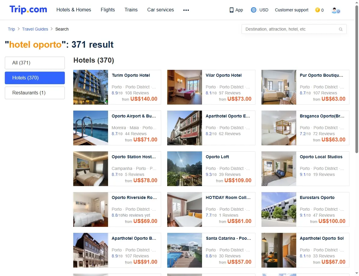 Ofertas de hoteles en Oporto con Trip.com