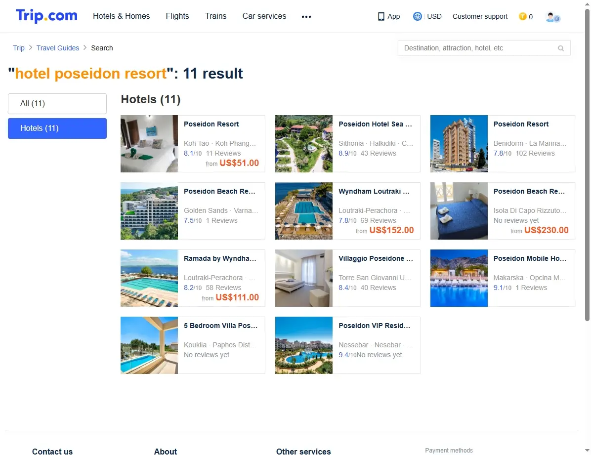 Captura de pantalla mostrando ofertas especiales de hotel