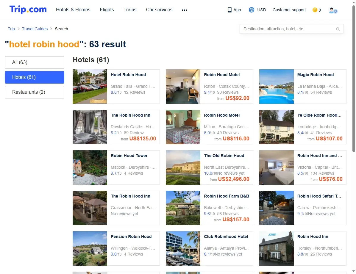 Captura de pantalla mostrando ofertas especiales de hoteles
