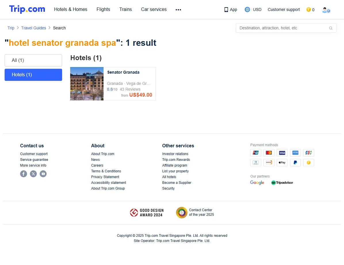 Ofertas de hotel para Hotel Senator Granada Spa