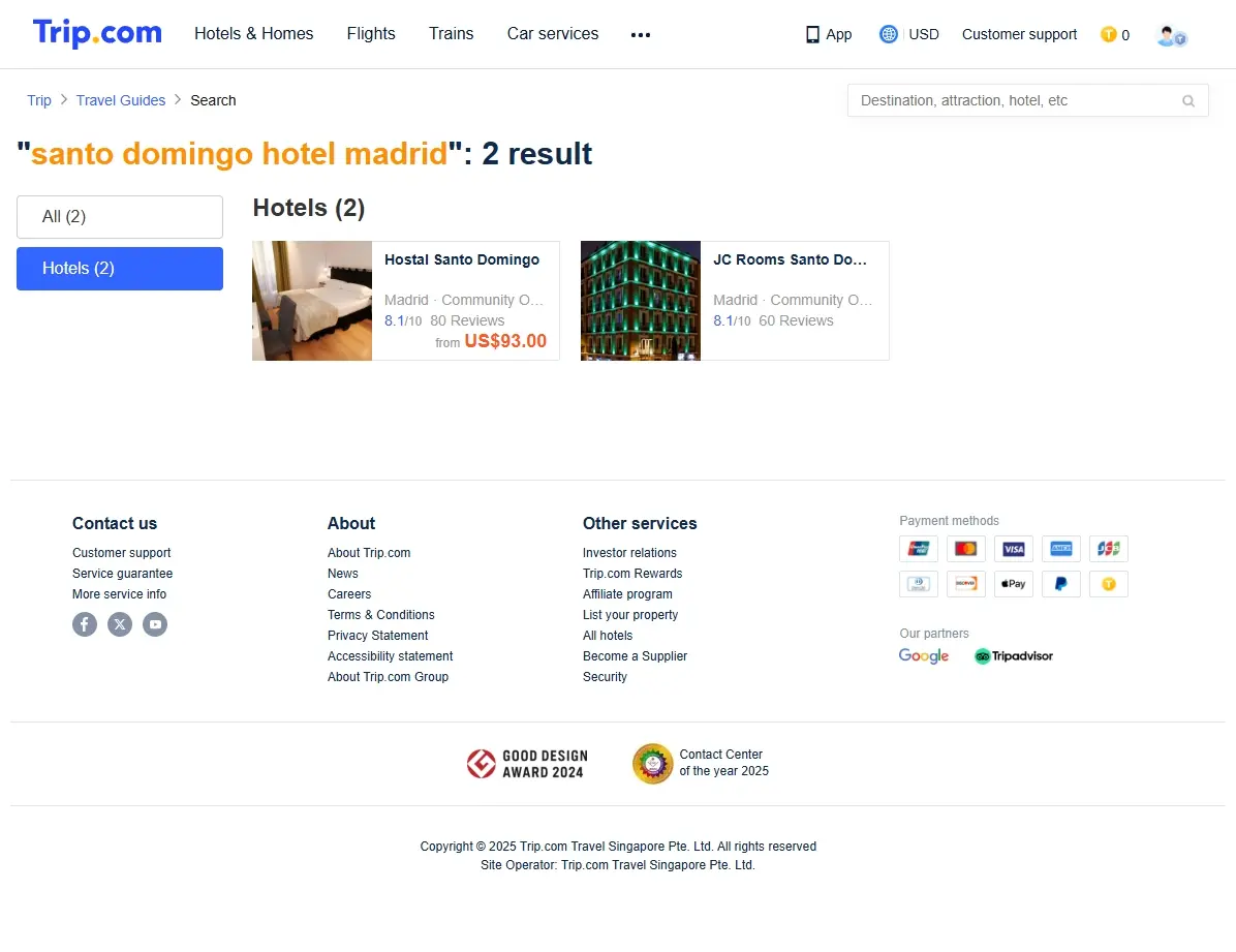 Ofertas de Alojamiento en Santo Domingo Hotel Madrid