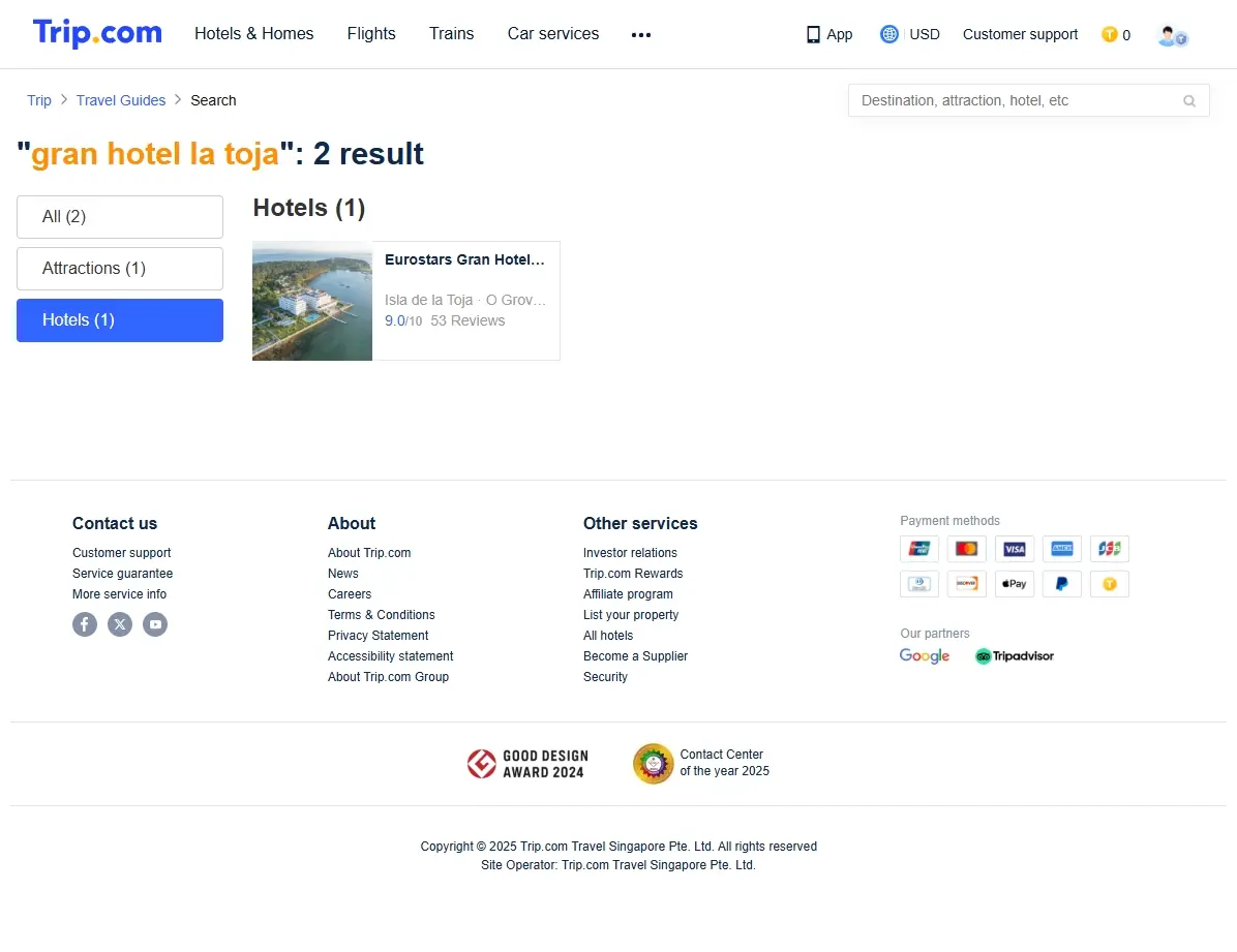 Ofertas de reserva de habitaciones para el Gran Hotel La Toja