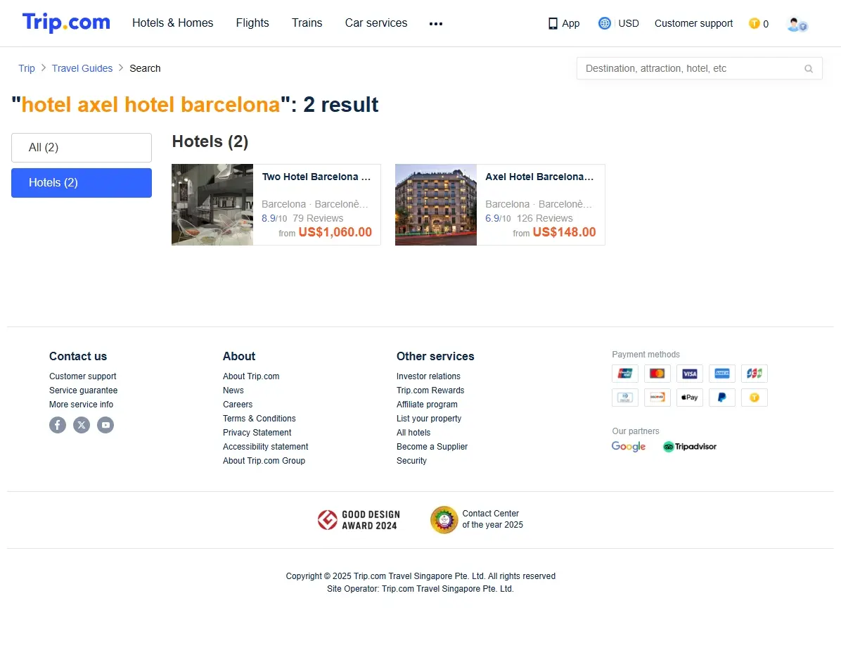Ofertas de hoteles para hotel Axel Hotel Barcelona en Trip.com