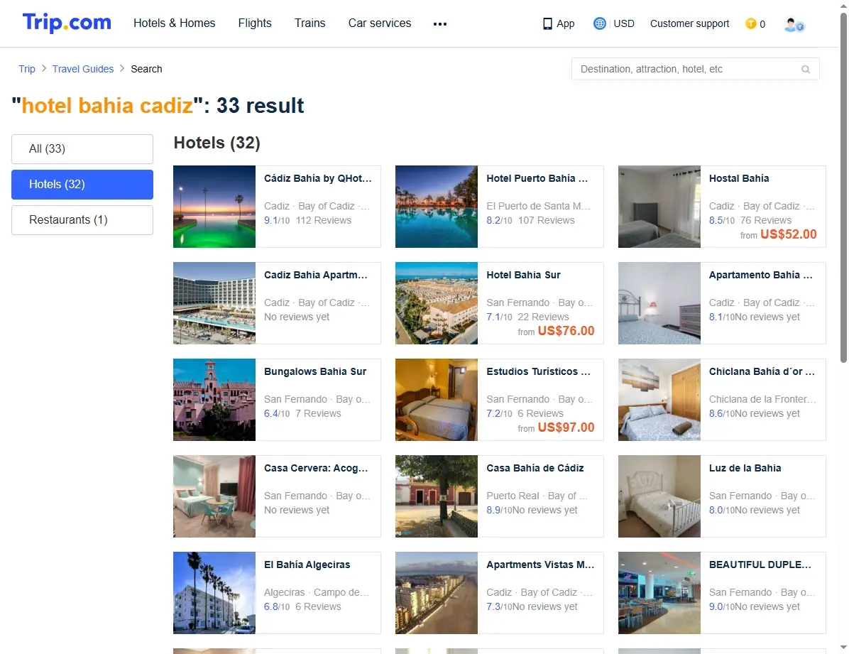 Captura de pantalla de ofertas especiales de hotel